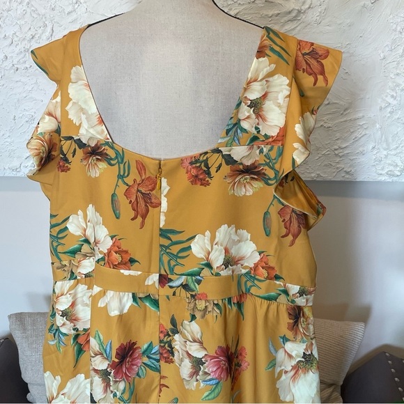 City Chic Floral Golden Dress Short Sleeve Ruffle Sz XXL NWT - Picture 6 of 9